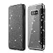Produktbild Karomenic PU Leder Hülle kompatibel mit Samsung Galaxy S10e Glänzend Glitzer Handyhülle Brieftasche Überzug Durchsichtig Silikon Schutzhülle Klapphülle Ledertasche Wallet Flip Case Etui,Schwarz
