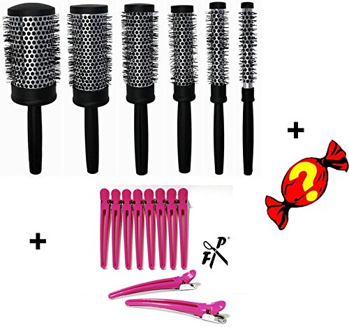 Profi-Rundbürsten-Set - Fönbürsten 6 Stck. + Kombi-Clips