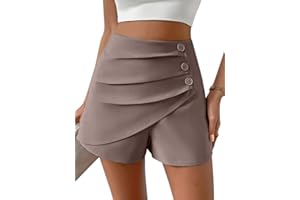 ORANDESIGNE Short Femme Ete Taille Haute Chic Et Elegant Soirée Cérémonie Tailleur Pantalon Courte Fluide Droit Habillé Travail Décontractée au Bureau Short Hot Pants