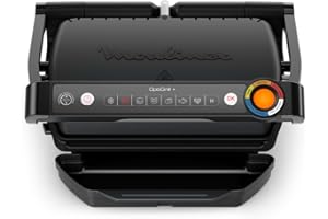 Moulinex OptiGrill+, Griglia Elettrica da Interno Ideale per Cucinare Carne, Pesce e Verdure, Indicatore di Cottura e 6 Programmi Automatici, Piastre Antiaderenti, Facile da Pulire, GI7178