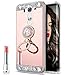 Produktbild Spiegel Hülle für LG V10,LG V10 Schutzhülle Bling Strass,Hpory Fashion Luxus Spiegel Glänzend Glitzer Kristall Ultra Thin Crystal Rotierendem Ring Fingerhalterung Ständer Halter Überzug Mirror Sparkle Pailletee Bling Strass Diamanten Silikon Perfekter Hülle für Mädchen Frauen Silicone TPU Protector Bumper Anti-Staub Anti-Kratzer Telefon Tasche Handytasche Schutzhülle für LG V10-(Roségold)