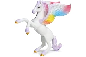 Miotlsy Cartoon-Tier Modell 13cm Eldrador Creatures Regenbogen-Pegasus-Modell Ornamente Pegasus Statue Figur Dekoration Zubehör Kinder Erwachsene Sammler Spielzeug Modell Kinderzimmerdekoration