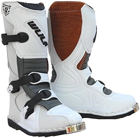 Wulfsport Cub LA Junior Kids Leather Motocross Boots (EU 28 / UK Infant 10, White)