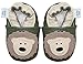 Soft Leather Baby boy Shoes with Suede Soles by Dotty Fish Olive Green Bear design - 12-18 months