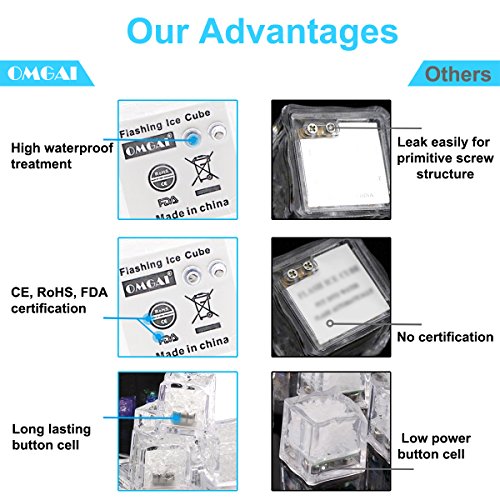 OMGAI Submersible LED Eiswürfel Mit Blinkt Multi Farben Licht Rocks für Bar Verein Champagner Hochzeitsturm Party Ereignis Geschenk Dekoration 12 Pack - 4