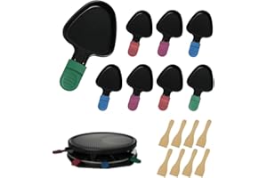 QcuGvy 8PCS Poelon Raclette Triangulaire 18x10cm Revêtement Antiadhésif mini Poelon Raclette avec Matériau épaissi avec 8 Pelles en Bois Naturel pour Omelette au Fromage Fondu (8Pcs Multicolore)