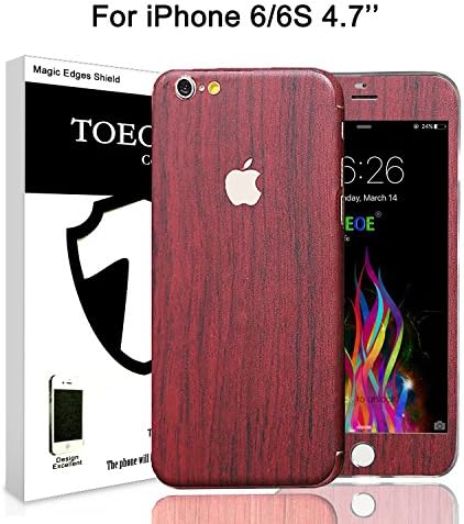 Toeoe Textured Wood Effect Skin For iPhone 6 Full Body Wrap Covered Edges Vinyl Cover Sticker Protector Decal (iPhone 6 4.7 inch Pear wood)