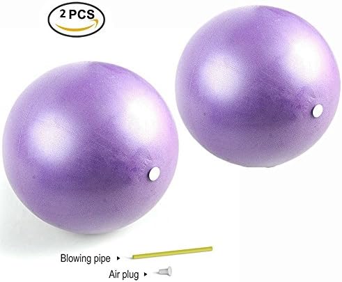 Obeauty Exercise Pilates Ball Stability Ball for Yoga, Barre, Training and Physical Therapy- Improves Balance, Core Strength, Back Pain &amp; Posture- Comes with Inflatable Straw（2 Purple
