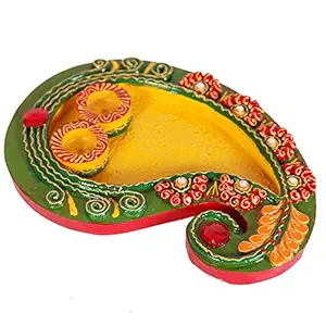 JaipurCrafts Roli Tikka Wooden, Ceramic Pooja & Thali Set (1 Pieces, Multicolor)