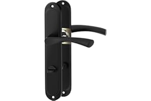 ERGO line ROMA Schwarz, klassische Türbeschlag Türgriff für Badtüren Langschild Drückergarnitur, Türbeschlag, Türklinke, Türklinke Schwarz, Türdrücker