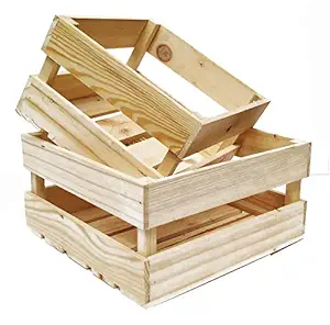 Woodcraft Original Combo Pine Wood Basket Crate Ideal for Decoration ~Set of 2