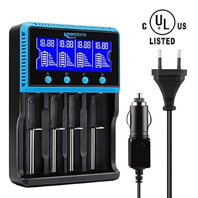 Keenstone Chargeur Piles Rechargeable 18650 Chargeur Universel,Grand Ecran LCD pour surveiller Adapté Ni-MH Ni-CD AA AAA Li-ION LiFePO4 IMR 10440 14500 16340 18650 RCR123 26650