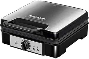 MPM MGO-36M Gofrera Profesional para 4 gofres Belgas gruesos, regulador de temperatura, placas antiadherente, carcasa acero inox, 1200W