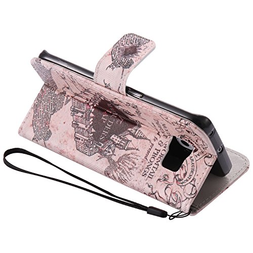 Feeltech Samsung Galaxy S6 Edge Hülle PU-Leder und Brieftasche Bunte Muster Fall mit Magnetverschluss, Hybrid-Kickstand mit Stand-Funktion, schlagen Sie schützende weiche TPU Stoßstangenabdeckung und Kreditkartenhalter für Samsung Galaxy S6 Edge Handgelenk Bügel-Buch-Art-Geldbeutel-Tasche mit 2 In 1 Berühren Sie Stift – Schloss - 4