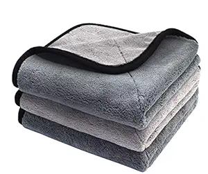 3 Pack Microfiber Cleaning Towels for Cars by Scrub it- Super Absorbent Plush Towel Quick car Drying, Non-Scratch, Double Layer wash Cloth to Clean and Shine Your Vehicle