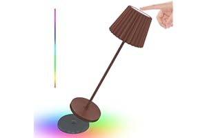 UUFFOO Lampada da Tavolo LED Senza Fili, Touch Sense Dimmerabile 4000K, Ricaricabile 18W Stazione di Ricarica EU Plug Contact, IP54 Impermeabile Corpo in Alluminio Uso Interno/Esterno, H36cm (B,Caffè)