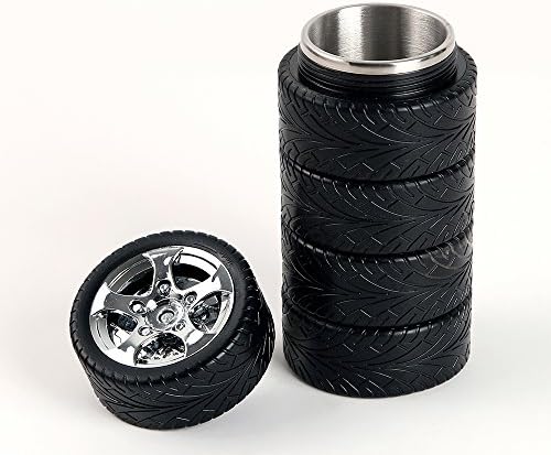 ATIDY the mug 85*85*175mm/320mL in Tyre Design with Stainless Steel Interior(Black)