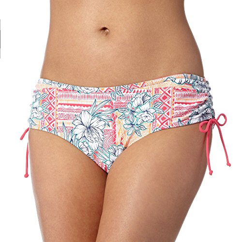 Mantaray Womens White Tribal Floral Ruched Bikini Bottoms 14