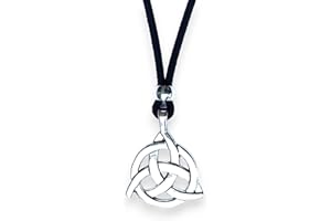 ASTER ALHELÍ - Colgante Mujer Trinqueta Nudo de la Trinidad Celta Triangular Plata Vieja o Bronce - Collar Hombre de Antelina y Nudo de Zamak - Amuletos de Protección - Ideal para regalo (Plata vieja)