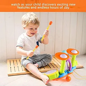 Electric Plastic Drum Toy Set - Musical Instruments Playset with Flash Light | Adjustable Microphone for Boys and Girls | drum set for kids | birthday gifts for boys | Toys for Boys and Girls | baby toys for 1+ year | kids toys for girls | for Kids Electric Toys Toddler | (Multicolor)