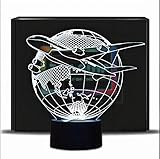 PONLCY Nouveauté 3D Illusion Lampes LED Avion Volant Night Lights USB 7 Couleurs Capteur Lampe de Bureau pour Enfants Cadeaux d'anniversaire De Noël Décoration de La Maison (Spacemen)