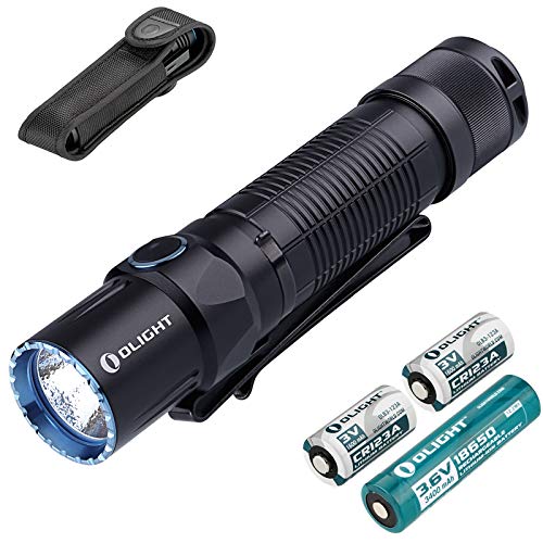 OLIGHT M2T WARRIOR Tactique Torche Cree XHP35 HD CW LED Lampe de Poche Max 1200 Lumens Torches Tactiques étanches (M2T + 2* CR123A Batteries + 18650 2600mah Batterie)