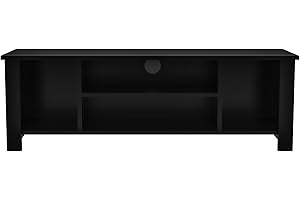 Bimossa Wooden TV Stand-114 cm, For 50 Inch TV, Durable Particle Board TV Unit with Open Shelves, Ideal TV Stand Cabinet for Living Room and Office,Ready to Assemble, (Black,Arsin)