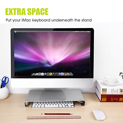 Suaoki Aluminium Monitorständer mit 4 USB-Anschluss / Bildschirmständer / Laptopständer / Bildschirmerhöher für Monitor / Laptop / iMac / MacBook / PC Display, 40*21*4,4 cm, Silber - 2