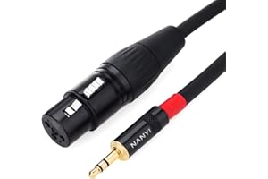 NANYI XLR zu Jack Mikrofonkabel, 3,5 mm (1/8 Zoll) TRS Stereo Stecker auf XLR Buchse Interconnect Audio Mic Kabel, geeignet für iPod, Handy, aktive Lautsprecher, Bühne, DJ, (5 Meter / 16 Fuß)