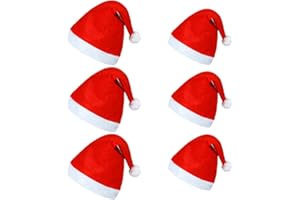 CEQINY Santa Hats for Adults and Children, 6 Pcs Christmas Hats, Novelty Christmas Party Hats, Traditional Red and White for Christmas New Year Festive Party Supplies Fancy Dress Costume
