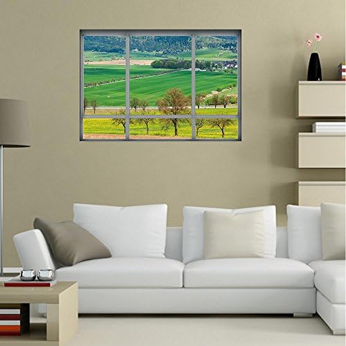 Fake Windows Farm Landscape 3D Wall Stickers Living Room Entrance Corridor Schoolroom Removable PVC 68 * 48.5 CM