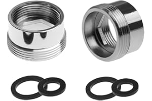 HATOOLHA 2pcs Solid Metal Faucet Adaptor, Female Thread 18mm to Male Thread 22mm Brass Tap Aerator Connector for Bathroom Kitchen Water Purifier