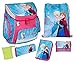 Produktbild Scooli FRSW8252AZ - Schulranzen mit Schüleretui, Schuhbeutel, Schlamperetui, Brustbeutel und Regenschutzhülle, leicht, ergonomisch, Disney Frozen mit Anna, Elsa und Olaf, 6 teilig