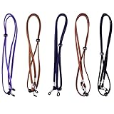euhuton 5 Pieces PU Leather Eyeglass Straps Classic Glasses Holder Spectacles Cord Retainer Lanyard Adjustable End，5 Colors Eyeglass Chain