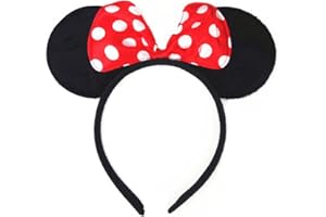 ANSAMY Serre Tête Minnie Mickey Mouse avec Oreilles Anniversaire Bandeaux Déguisement Enfant Cospaly Accessoire Dessin Animé pour Fille Décoration Fête Baby Shower