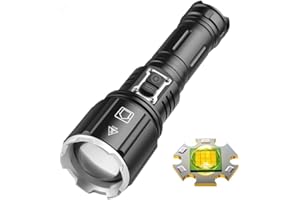 SENDALE Linterna LED de 120.000 lúmenes, extremadamente brillante, recargable por USB, XHP160, linterna táctica, IP67, resistente al agua, 6 modos de luz para camping, senderismo, emergencias