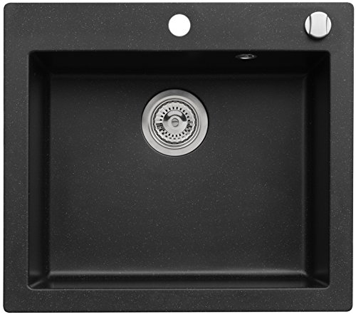 Axis Kitchen Mojito 60 Küchenspüle Farbe Axis Schwarz Material Axigranit 50er Unterschrank Spülbecken Siphon, Exzenterbedienung
