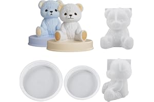 HyzaPhix 4pcs Stampi Silicone Orso 3D Stampo Ghiaccio Orso Stampini Resina Epossidica Animale Teddy Bear Resin Mold per Fai Da Te Sapone, Cioccolato, Candele, Sapone (Orso)
