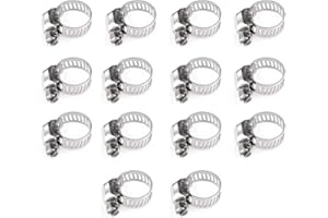 AHMISTOOL Fascette stringitubo da 14 pezzi in inox 304，fascette metalliche, Fascetta stringitubo regolabile，adatto per tubi di diametro 6-12 mm（6-12mm）
