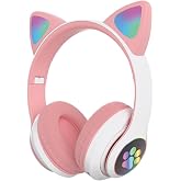 Sunix Wireless 5.0 Stereo Kedi Kulak &Uuml;st&uuml; Bluetooth Kulaklık Pembe BLT-44