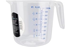 Chef Aid Messbecher 1 Liter – Transparenter Messbecher aus BPA-freiem Kunststoff – Mit gut lesbarer Skala – Spülmaschinengeeignet, Stabil und Praktisch