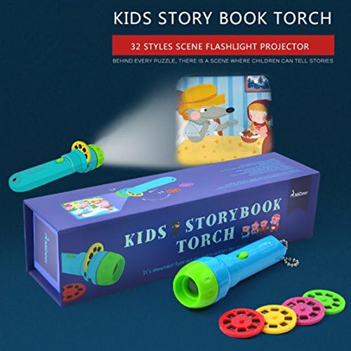 Azer Storybook Educational Toys Learning Book Imaginative Cartoon Story 3D Kaleidoscope Plastic Card Flashlight Toys Interactive Toys Kids Gifts