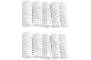 Camidy 10 Pack Baby Muslin Washcloths 6 Layers Cotton Soft Muslin Face Towel Burp Cloths for Baby 12 x 12 Inch