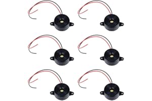 SJUNJIE 6 Pcs Piezo Electronic Buzzer 12V Tone Active Alarm Electronic Buzzer Alarm Sounder DC 3-24V with Wire Leads 110mm for Physics Circuits Continuous Sound