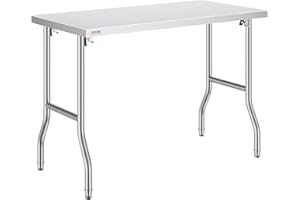 VEVOR Arbeitstisch Küche, 122x61x85cm Arbeitstisch Gastro Edelstahl Zubereitungstisch Gewerbe Küchentisch, Küchen-Esstisch Küchenarbeitsbank Zubereitungstisch Gastrotisch Metzgertisch Küche