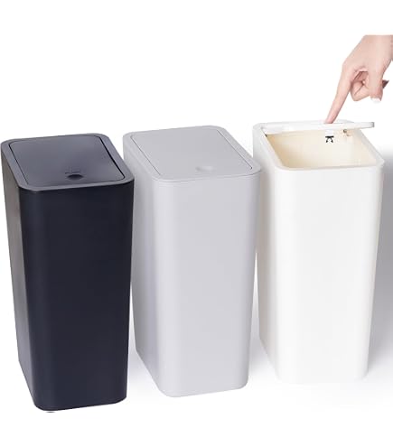 Cetomo Lot De 3 Corbeilles à Papier 8,2L Blanc - Poubelles Compactes Pour Bureau, Cuisine Et Salle De Bain