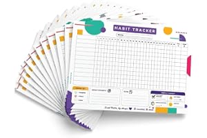 Habit Tracker Sheets, Pack of 12, 170 GSM Art Paper, Daily and Monthly Goal Planner for Productivity and Self-Improvement