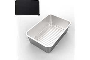 GRFELI Edelstahl-Katzentoilette, Große Box für Katzen und Kaninchen, Konvexer Anti-Rutsch-Streifen, Nimmt Keine Gerüche auf, Leicht zu reinigen(Grooved60*40 * 15CM)…