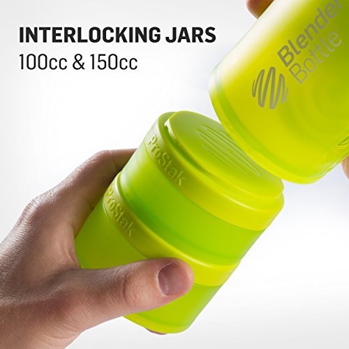 BlenderBottle Prostak Protein Shaker / Diät Shaker (650ml, skaliert bis 450ml, mit 2 Container 150ml & 100ml, 1 Pillenfach) Orange - 4