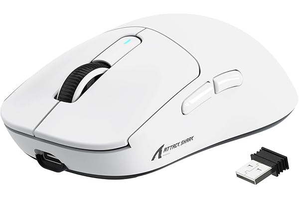 VGN GAMEPOWER Attack Shark X3 Superlight Souris Gamer sans Fil, 49g Ultra-Léger Souris Gaming, 26,000 DPI, PixArt PAW3395, 2.4G/Filaire/Bluetooth Rechargeable, Batterie 200Heures, PC/Mac, Blanc